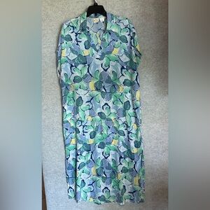 C&C California Pastel Blue & Green Floral Dress with Yellow Accents